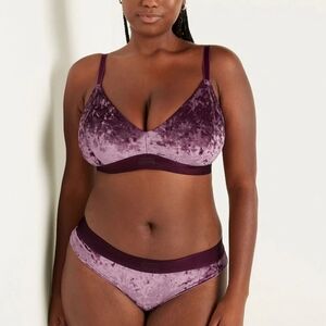 Victoria's Secret PINK Velvet Triangle Bralette and Thong Panty Set